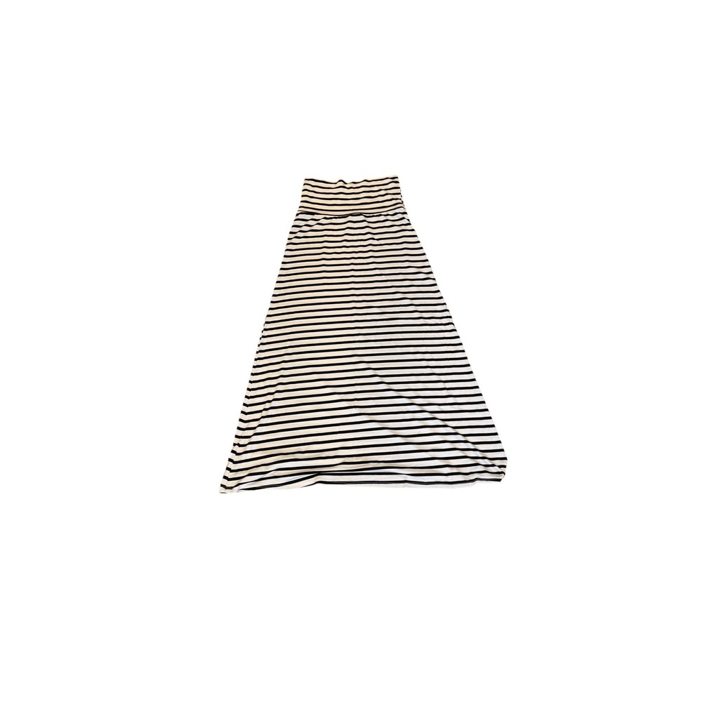 Azules American Basics Womens USA Black White Striped‎ Maxi Skirt Fold Over sz M